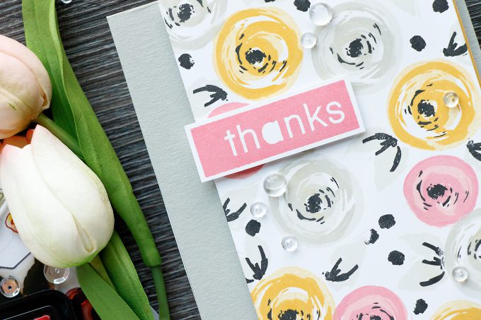 Simon Says Stamp | Floral Thank You Card using Many Thanks and Happy Block Greetings stamp sets. Card by Yana Smakula