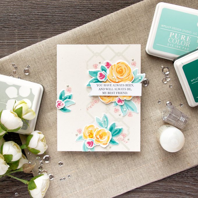 WPlus9 | Friendship Floral Card using Freehand Florals and Strictly Sentiments 4. Handmade card by Yana Smakula