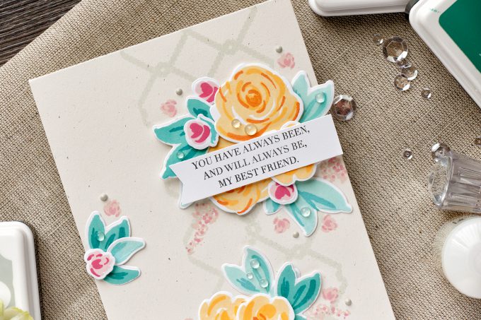 WPlus9 | Friendship Floral Card using Freehand Florals and Strictly Sentiments 4. Handmade card by Yana Smakula