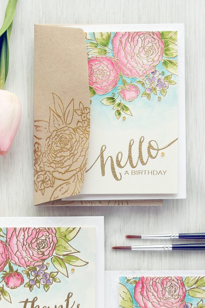 WPlus9 | Floral Cards Trio - Easy Watercolor Ranunculus using Daniel Smith Watercolors. Video Tutorial