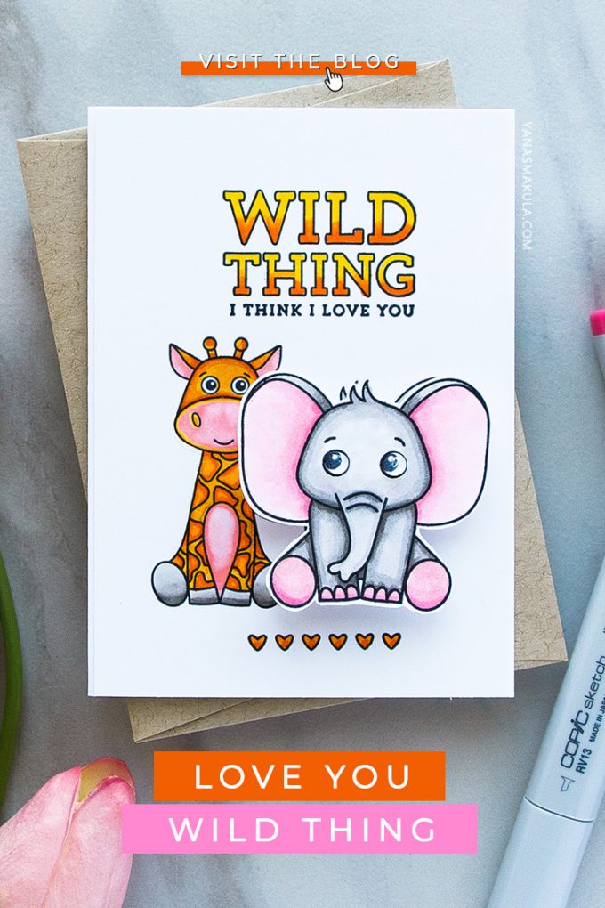 Simon Says Stamp | Wild Thing - I Think I Love You Handmade Card by Yana Smakula featuring Simon Says Clear Stamps Wild Cuddly Critters #simonsaysstamp #cardmaking #stamping