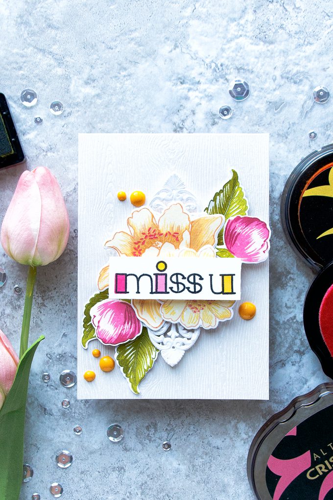 Altenew | Miss You Floral Card using Garden Treasures and Filled Alpha