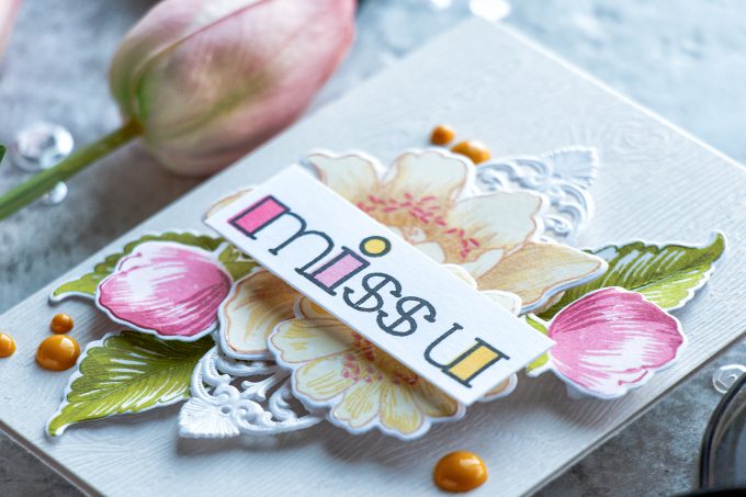 Altenew | Miss You Floral Card using Garden Treasures and Filled Alpha
