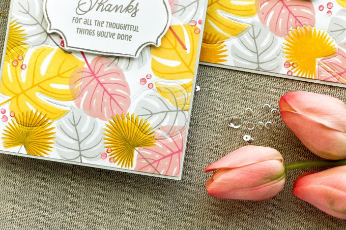Papertrey Ink | Creating Stamped Patterns With the Help of Stamps and Dies. Video tutorial by Yana Smakula. Thank You Cards created using alm Prints and Gathered Garden stamps and coordinating dies