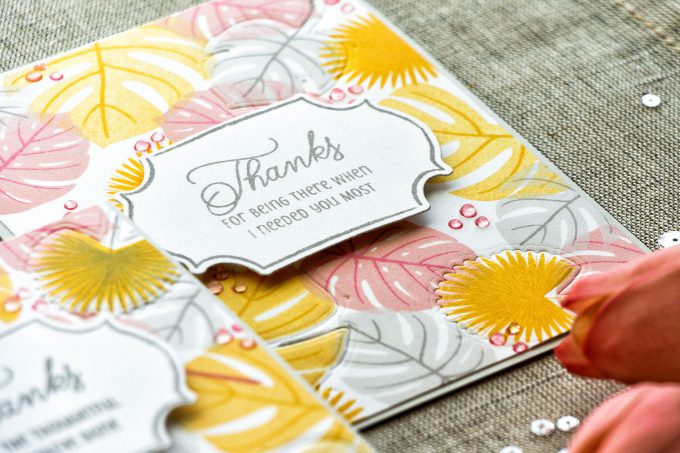 Papertrey Ink | Creating Stamped Patterns With the Help of Stamps and Dies. Video tutorial by Yana Smakula. Thank You Cards created using alm Prints and Gathered Garden stamps and coordinating dies