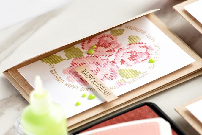 Simon Says Stamp | Stamped Cross Stitched Roses with Waffle Flower stamps