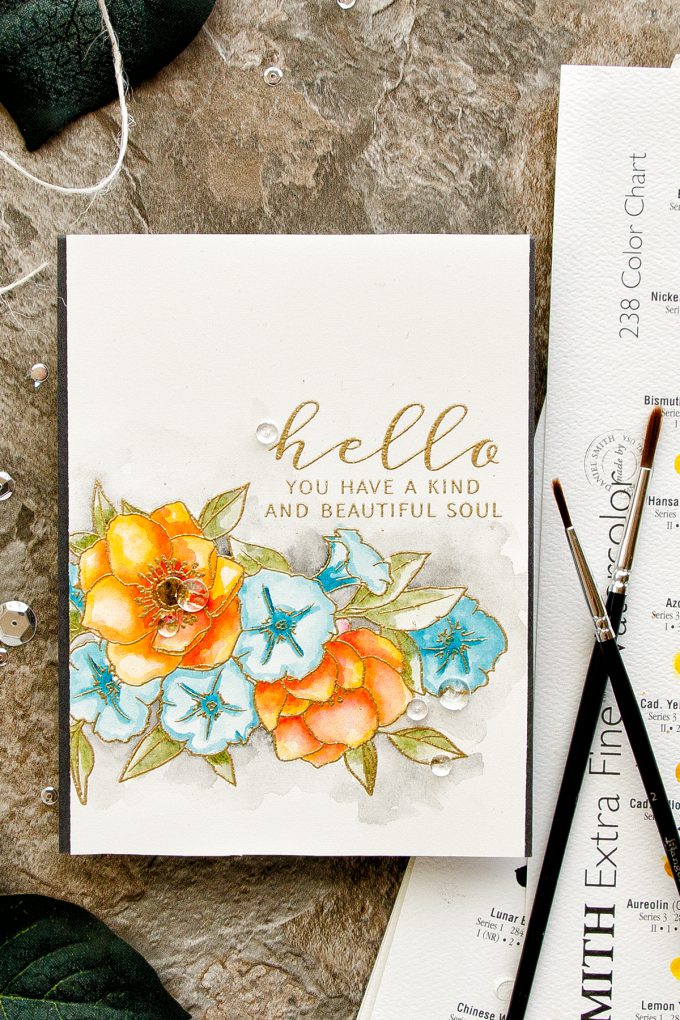 WPlus9 | Kind Soul Petunias and Anemones Watercolor card by Yana Smakula