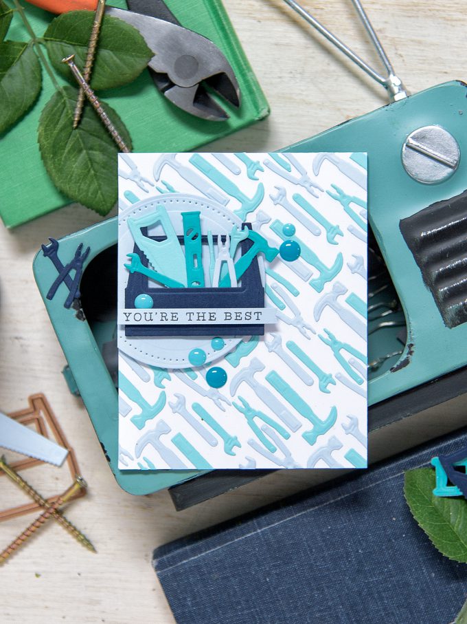 Spellbinders | Masculine (Father's Day card or card for guys and boys) You're The Best Card using Die D-Lites Toolbox Dies S3-262. Project by Yana Smakula.