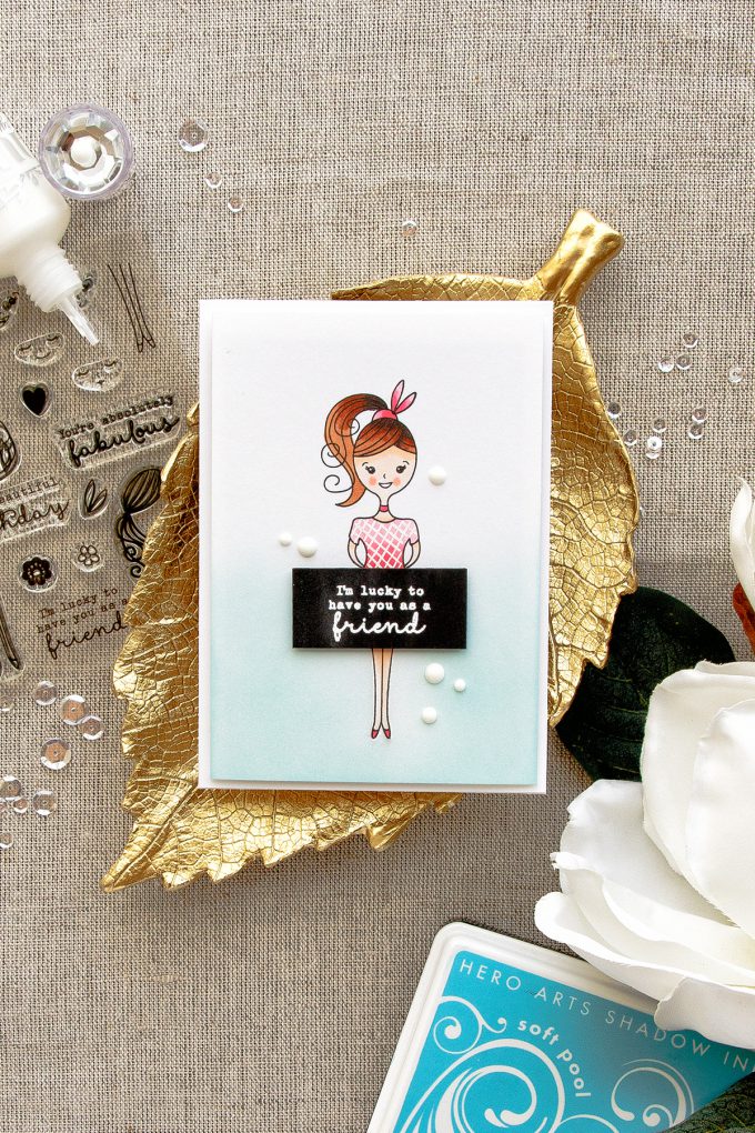 Hero Arts | Lucky To Have You As A Friend handmade card by Yana Smakula using Hero Arts Dress Up Stamp & Cut set DC211 