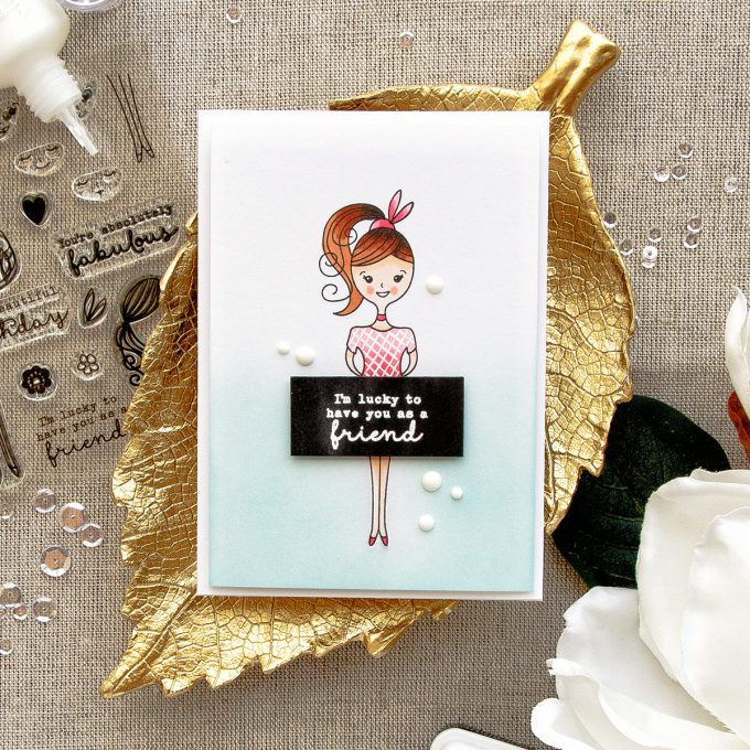 Hero Arts | Lucky To Have You As A Friend handmade card by Yana Smakula using Hero Arts Dress Up Stamp & Cut set DC211 
