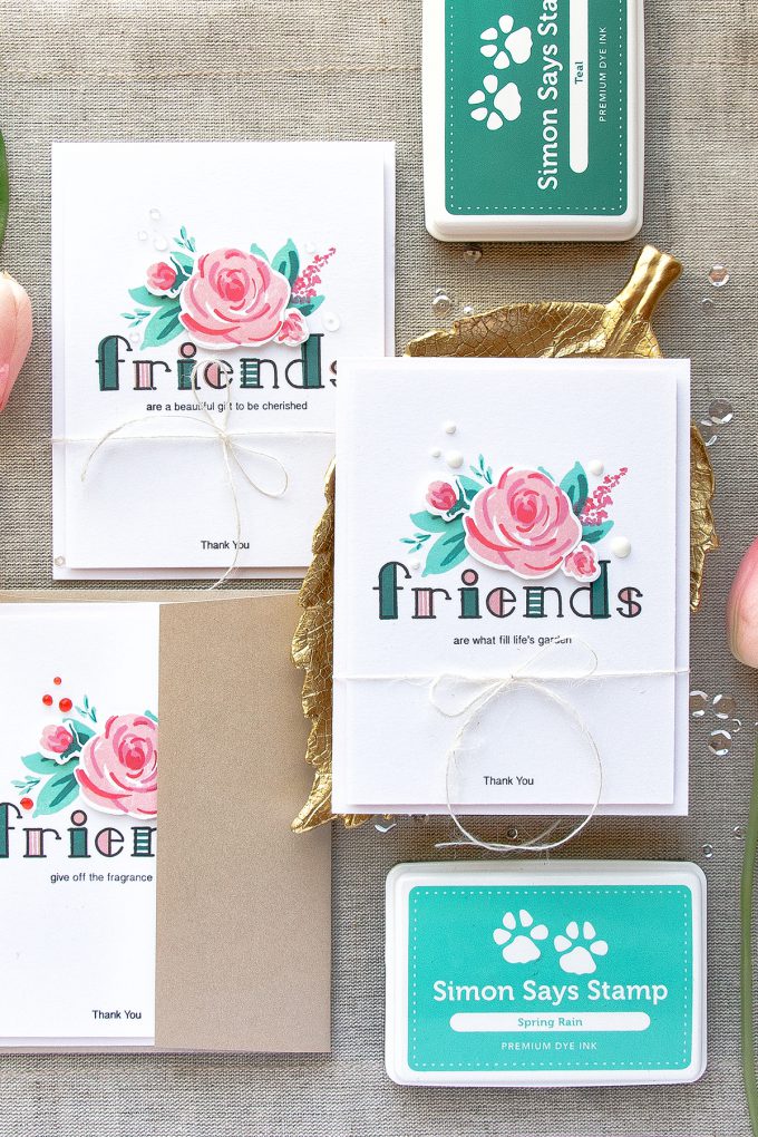 Simon Says Stamp | Floral Thank You Cards for Friends. Video tutorial. Cards created using Simon Says Stamp Friends of Life, Altenew Filled Alpha, Wplus9 Freehand Florals 