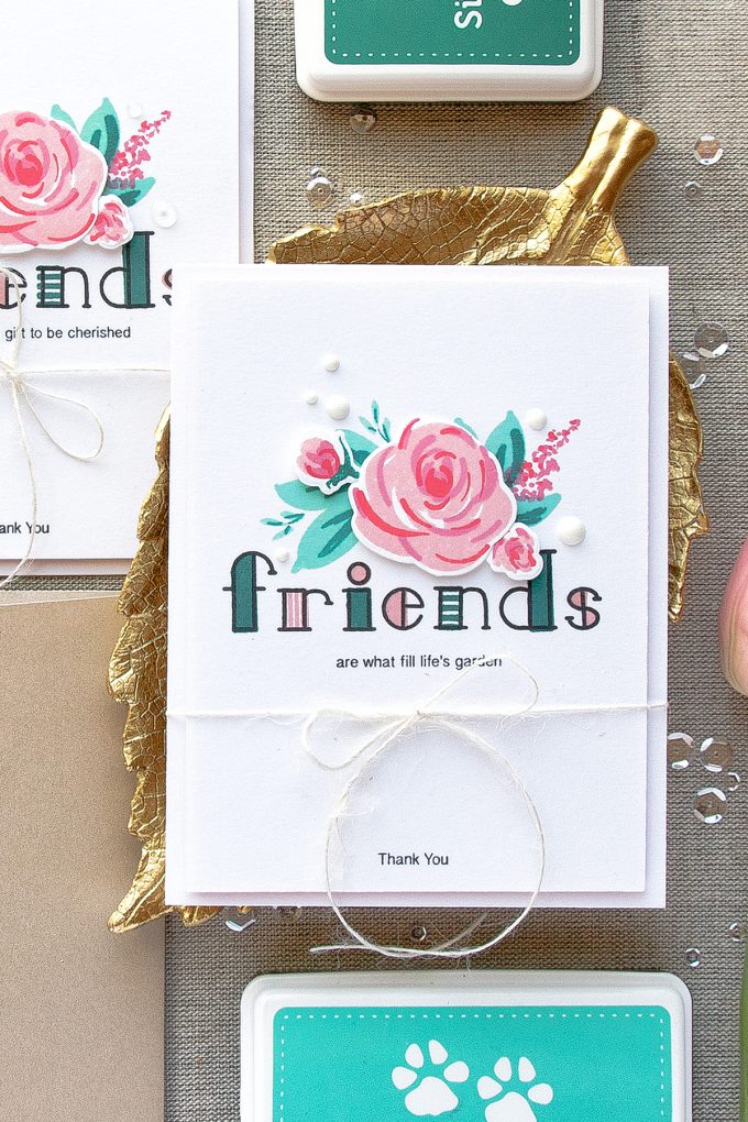Simon Says Stamp | Floral Thank You Cards for Friends. Video tutorial. Cards created using Simon Says Stamp Friends of Life, Altenew Filled Alpha, Wplus9 Freehand Florals 