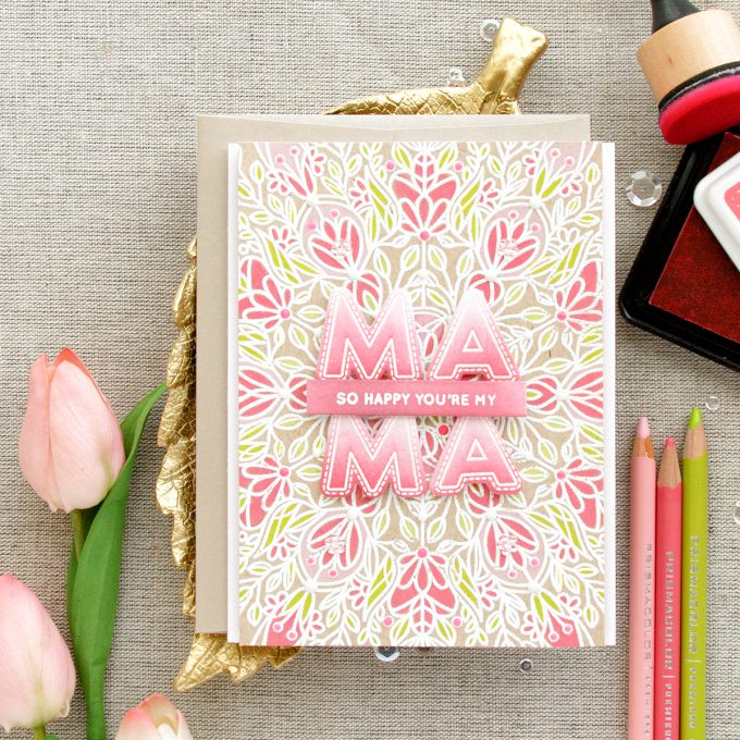 Simon Says Stamp | So Happy You're My Mama Card by Yana Smakula. Handmade Jewel Paper with Nuvo Drops