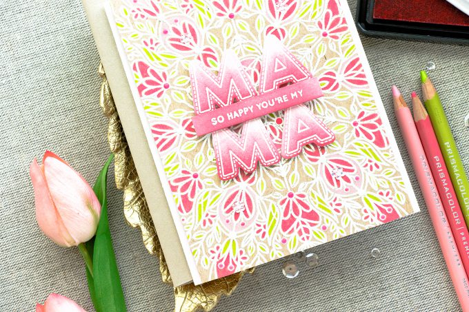Simon Says Stamp | So Happy You're My Mama Card by Yana Smakula. Handmade Jewel Paper with Nuvo Drops
