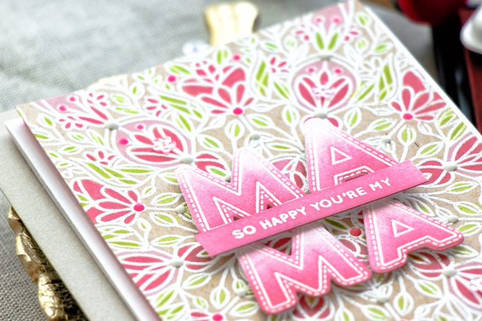 Simon Says Stamp | So Happy You're My Mama Card by Yana Smakula. Handmade Jewel Paper with Nuvo Drops