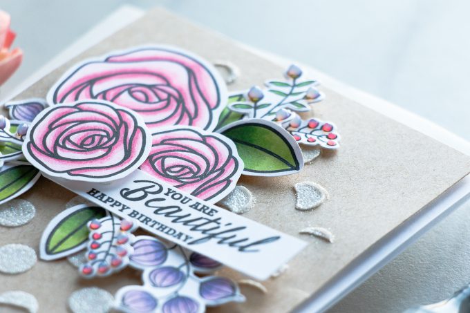 Simon Says Stamp | Floral Birthday Card with Sketch Ranunculus. Project by Yana Smakula