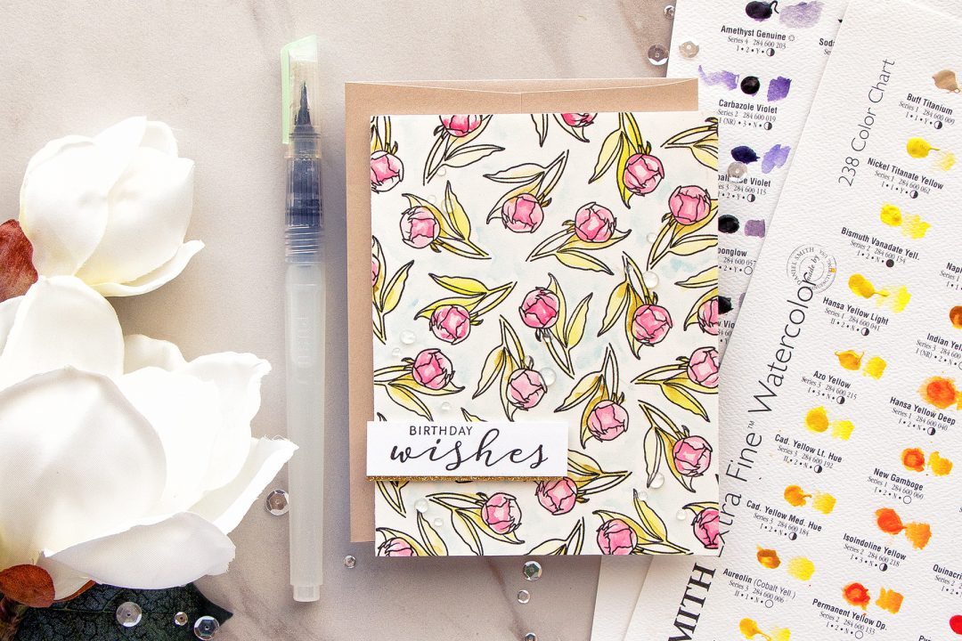 WPlus9 | Birthday Wishes Card by Yana Smakula with Modern Peonies Stamp Set