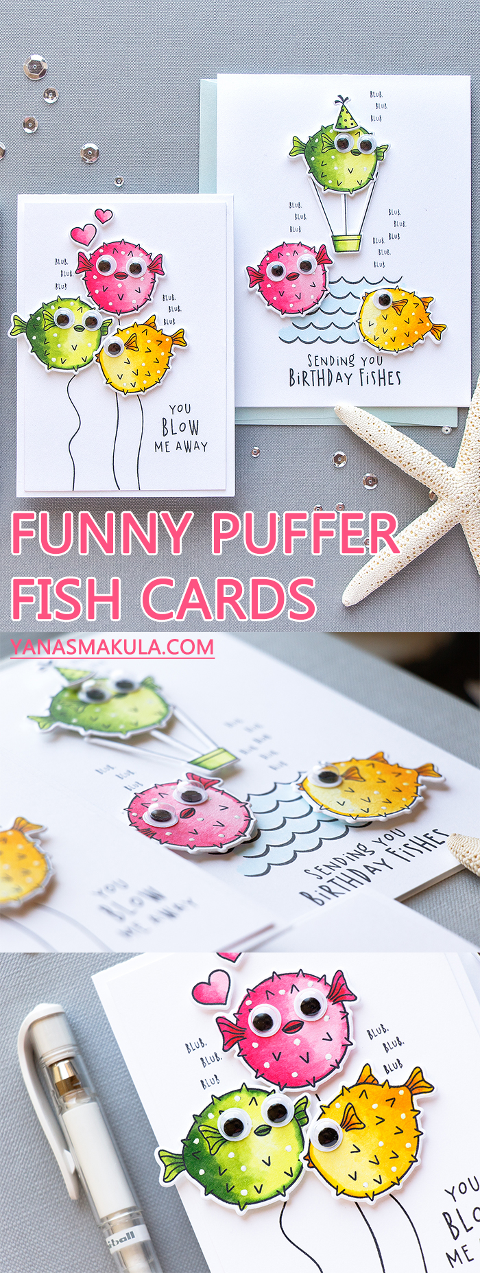 Hero Arts | Funny Puffer Fish Cards - Let's Float Away Together