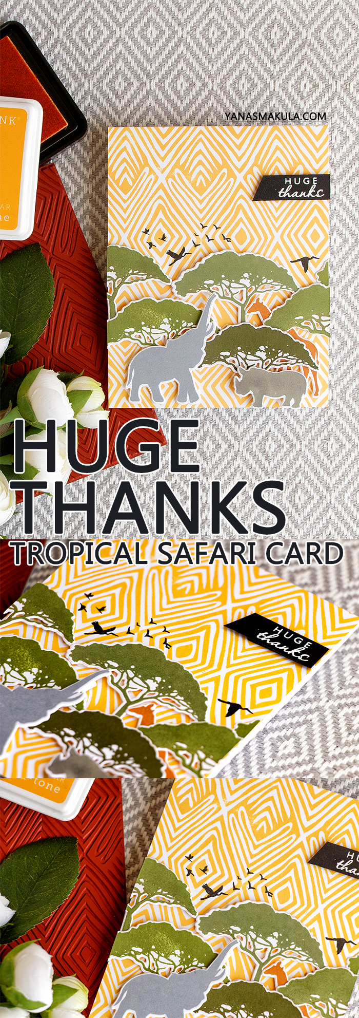 Hero Arts | Safari Huge Thanks Card. June My Monthly Hero Kit. Card by Yana Smakula