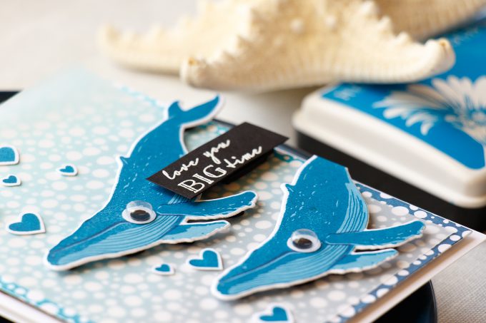 Hero Arts | Love You Big Time Card by Yana Smakula using Color Layering Blue Whale stamp set.