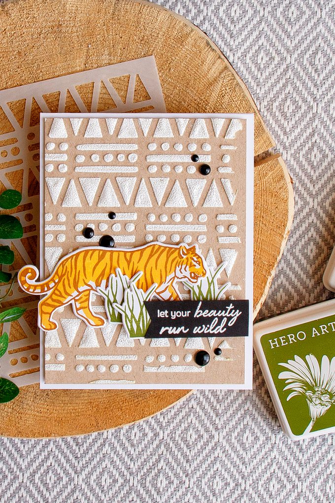 Hero Arts | Let Your Beauty Run Wild card by Yana Smakula. Using Color Layering Tiger stamp set