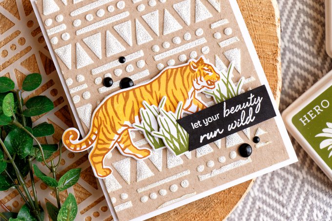 Hero Arts | Let Your Beauty Run Wild card by Yana Smakula. Using Color Layering Tiger stamp set