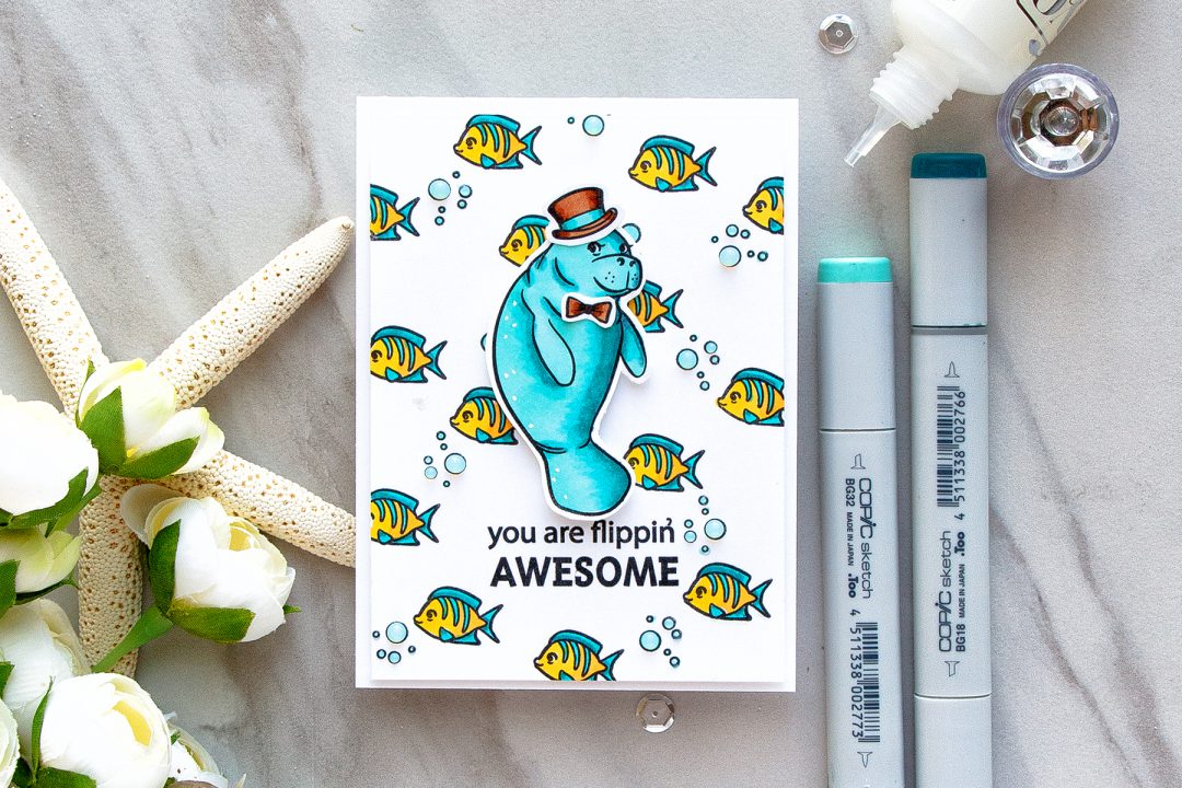 Hero Arts | You Are Flippin' Awesome card using Manatee Stamp & Cut set