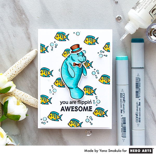 Hero Arts | You Are Flippin' Awesome card using Manatee Stamp & Cut set