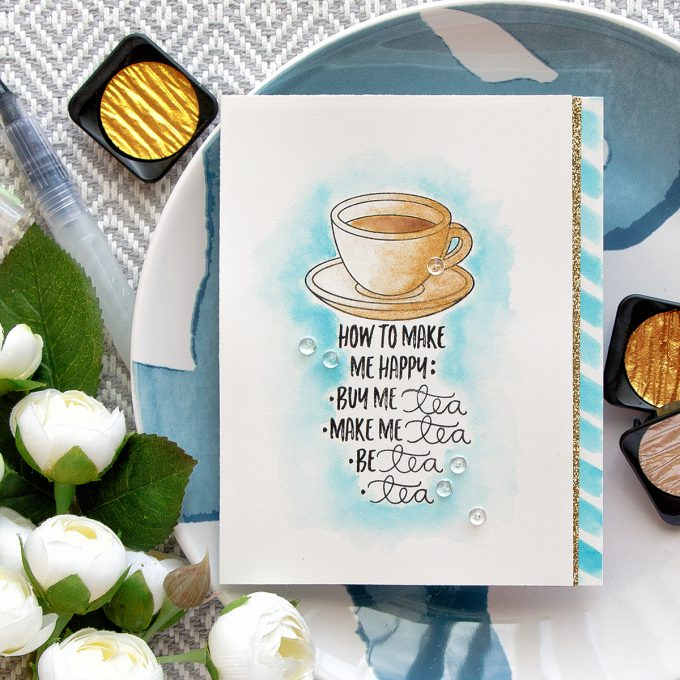 Simon Says Stamp | Make Me Tea... Card by Yana Smakula using CHOOSE HAPPY SSS101617 and COFFEE AND TEA SSS101695 stamps