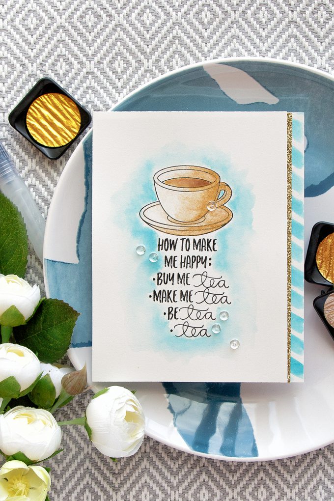 Simon Says Stamp | Make Me Tea... Card by Yana Smakula using CHOOSE HAPPY SSS101617 and COFFEE AND TEA SSS101695 stamps