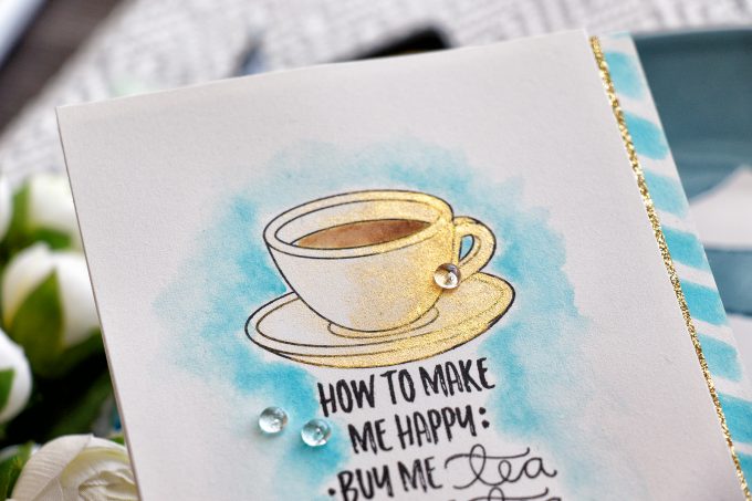 Simon Says Stamp | Make Me Tea... Card by Yana Smakula using CHOOSE HAPPY SSS101617 and COFFEE AND TEA SSS101695 stamps