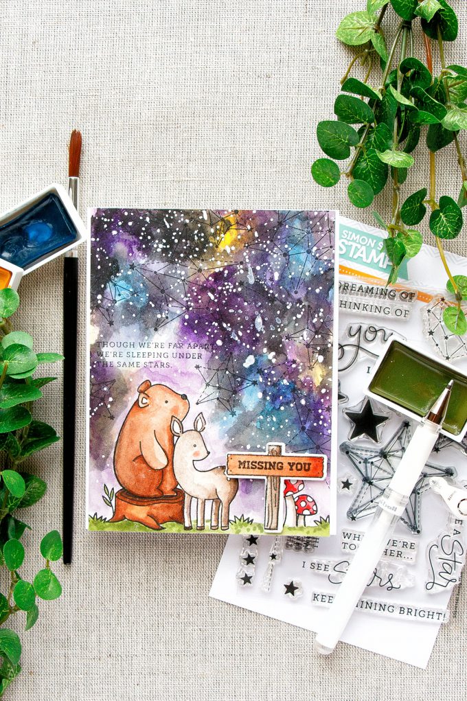 Simon Says Stamp | How To Make Watercolor Galaxy Missing You Card. Video