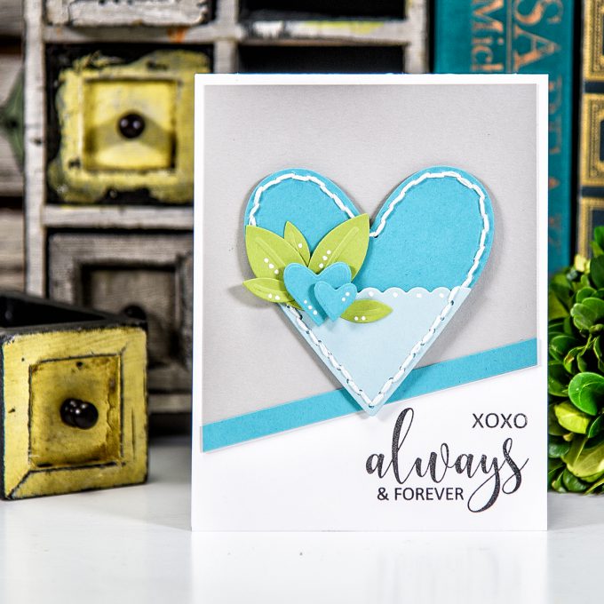 Spellbinders | Always & Forever Card using S3-281 Die D-Lites Hearts Etched Dies. Project by Yana Smakula