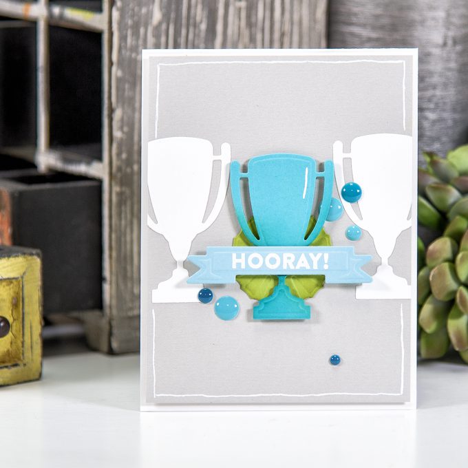 Spellbinders | Hooray Card using S3-280 Die D-Lites Trophy Etched Dies. Project by Yana Smakula