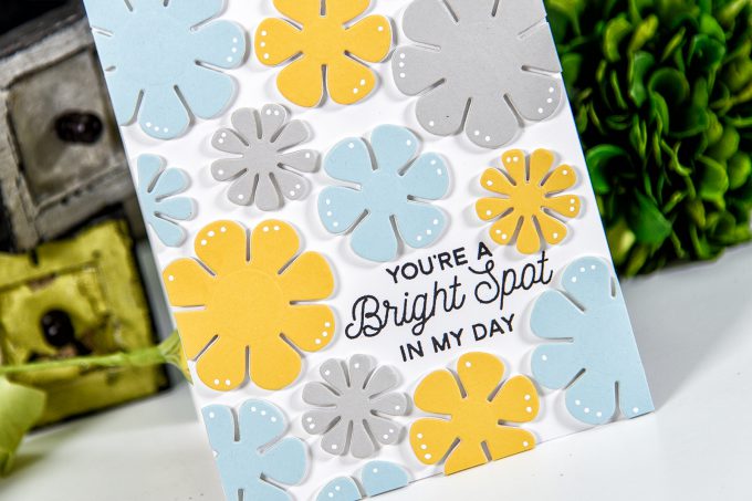 Spellbinders | You're A Bright Spot In My Day Card using S2-269 Die D-Lites Flower Power Etched Dies. Project by Yana Smakula