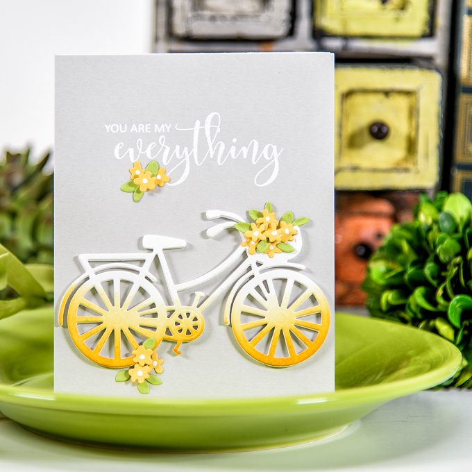 Spellbinders | You Are My Everything Card using S3-282 Die D-Lites Bicycle Etched Dies. Project by Yana Smakula