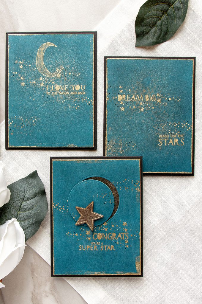 WPlus9 | Heat Embossed Stardust Cards 3 Ways