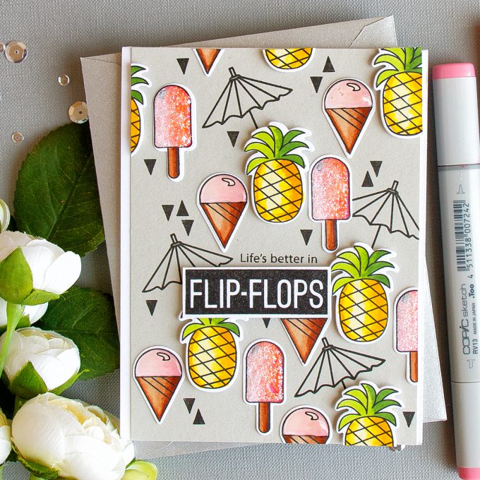 Simon Says Stamp | Ice Cream & Pineapples! Card by Yana Smakula created using Simon's Summertime Animals stamp set.