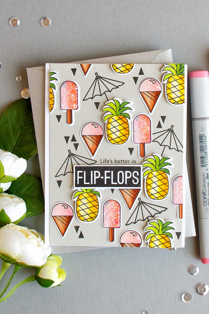 Simon Says Stamp | Ice Cream & Pineapples! Card by Yana Smakula created using Simon's Summertime Animals stamp set.