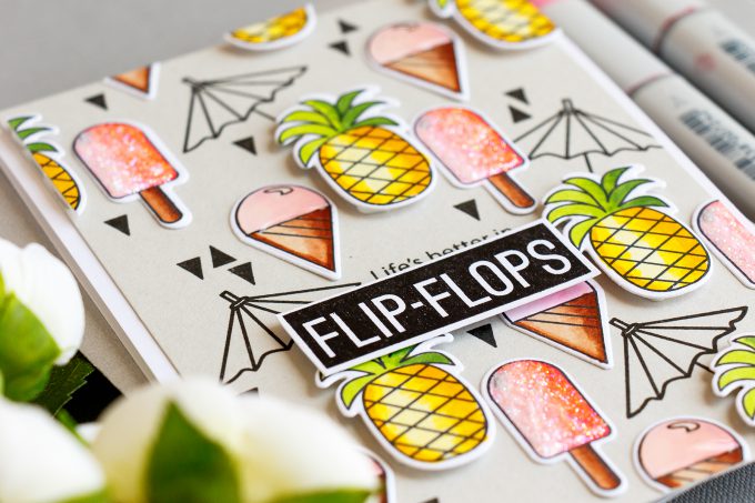 Simon Says Stamp | Ice Cream & Pineapples! Card by Yana Smakula created using Simon's Summertime Animals stamp set.