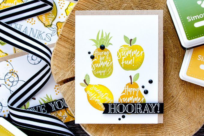 Simon Says Stamp | Multicolor Stamping using Solid Images. Video Tutorial - Dancing Fruit cards by Yana Smakula