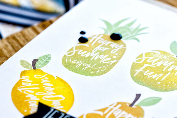 Simon Says Stamp | Multicolor Stamping using Solid Images. Video Tutorial - Dancing Fruit cards by Yana Smakula