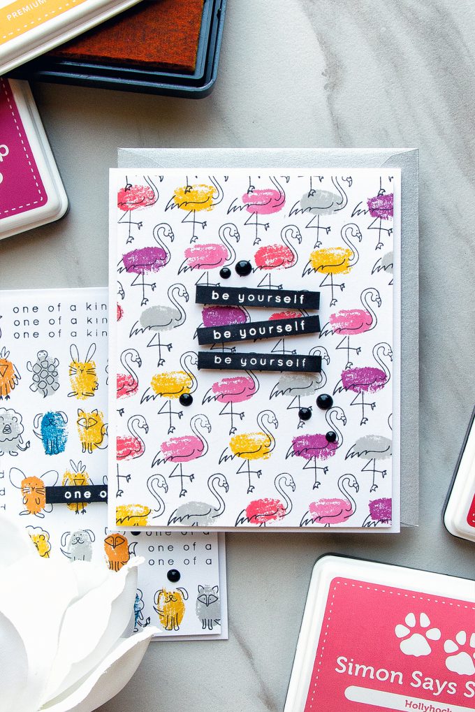 Simon Says Stamp | Faux Fingerprint Stamping - Quick & Funny Stamped Patterns. Be Yourself Card by Yana Smakula