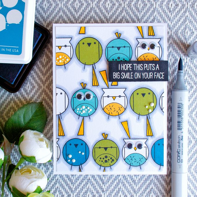 WPlus9 | I Hope This Card Puts A Smile On Your Face using Happy Birds stamp set. Handmade card by Yana Smakula