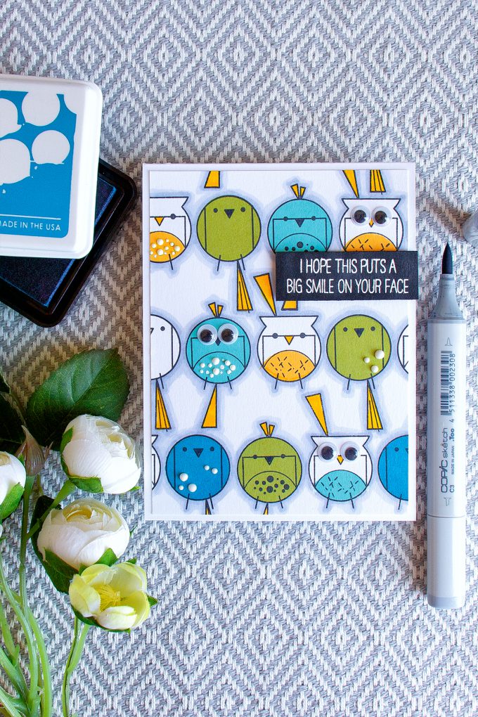 WPlus9 | I Hope This Card Puts A Smile On Your Face using Happy Birds stamp set. Handmade card by Yana Smakula