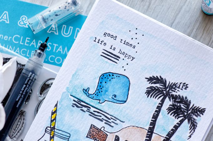 Flora & Fauna | Stamped & Watercolored Sea Scene Card