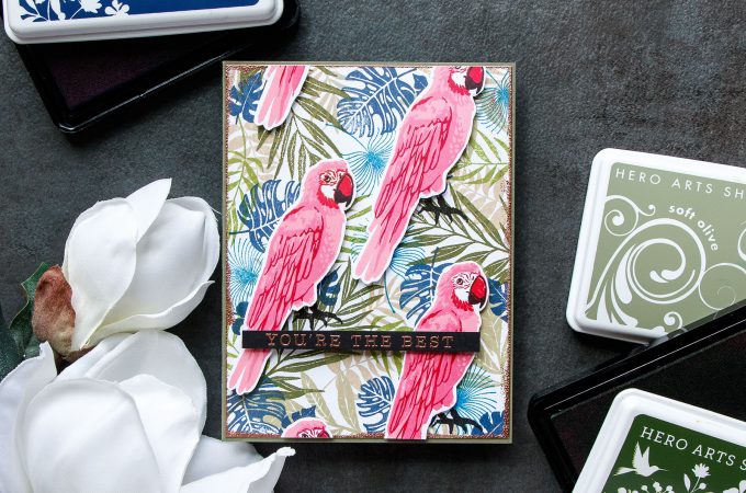 Hero Arts | Tropical Pattern 2.0 - You're The Best Card using Color Layering Parrot. Project by Yana Smakula