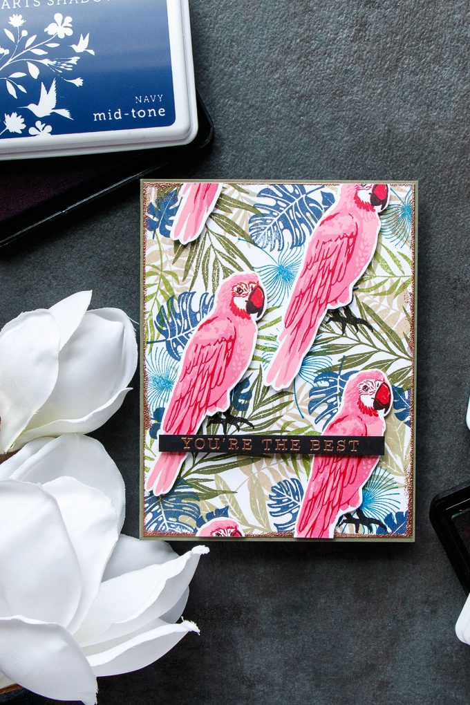 Hero Arts | Tropical Pattern 2.0 - You're The Best Card using Color Layering Parrot. Project by Yana Smakula