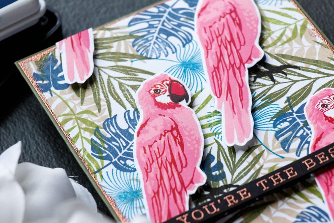 Hero Arts | Tropical Pattern 2.0 - You're The Best Card using Color Layering Parrot. Project by Yana Smakula