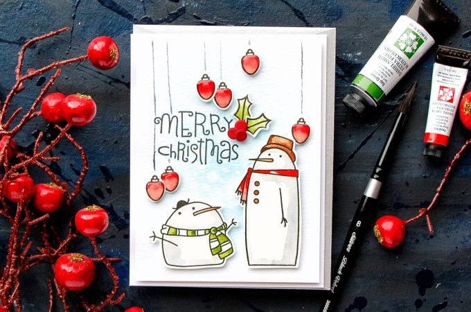 Paper Smooches | Christmas in July! Merry Christmas Watercolor Card. Blog Hop + Giveaway